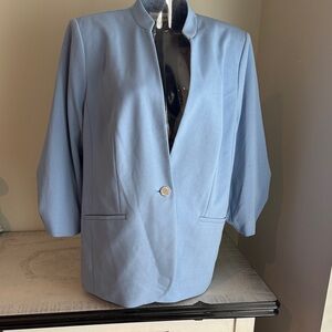 Calvin Klein Sky Blue Women's Blazer with ruched sleeves. Sz 18W
